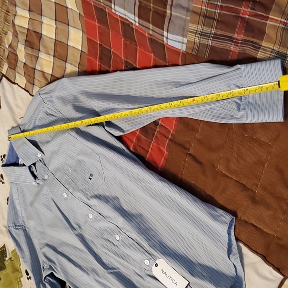 NWT! Nautica classic fit striped long sleeve dress shirt - Picture 3 of 13